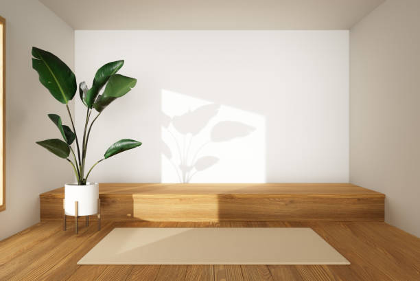 Yoga mat in a serene minimalist room